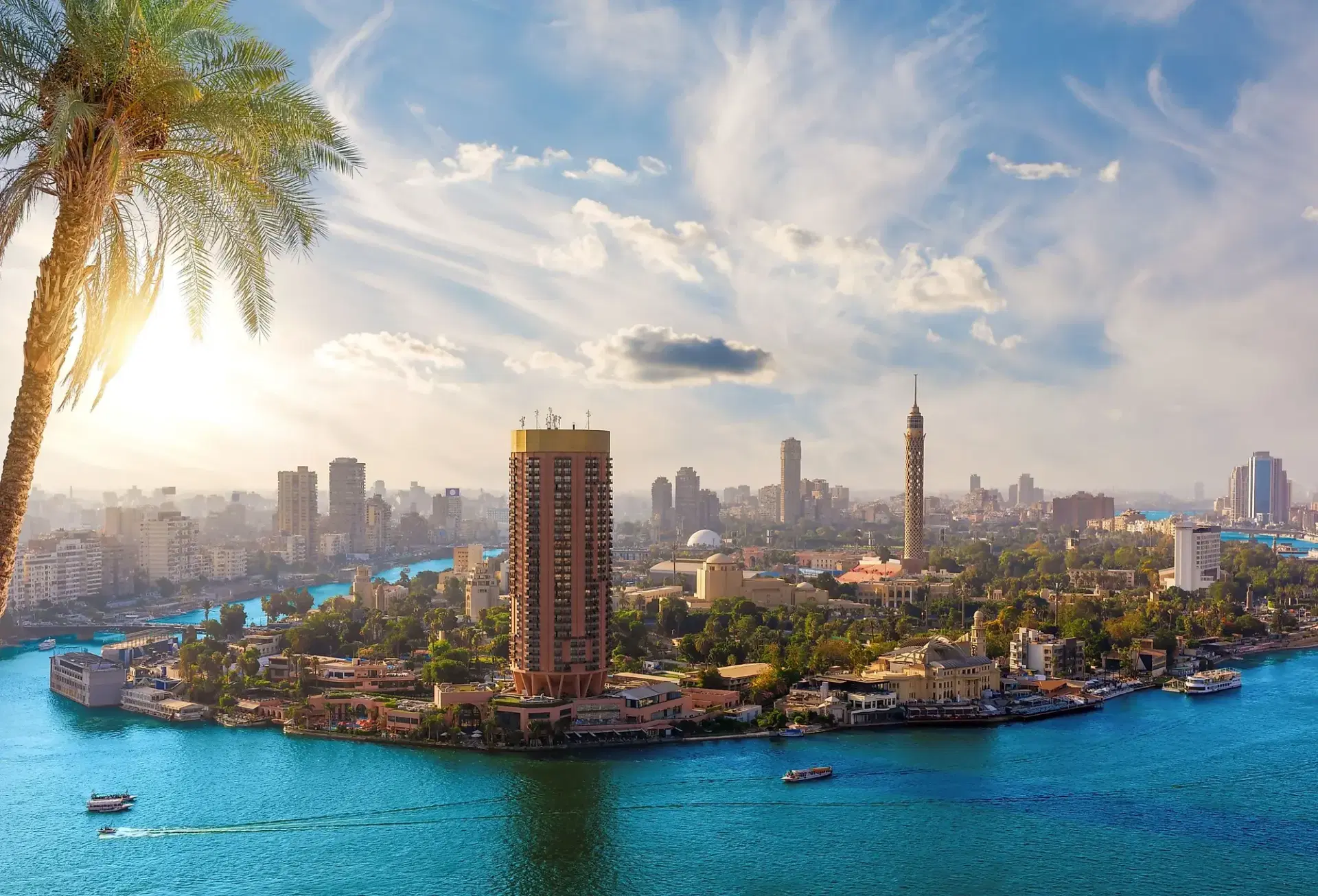Cairo skyline with the Cairo Tower and the Nile